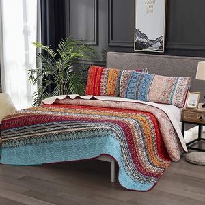 BOHEMIAN Quilt Set, Striped Printed Bedding